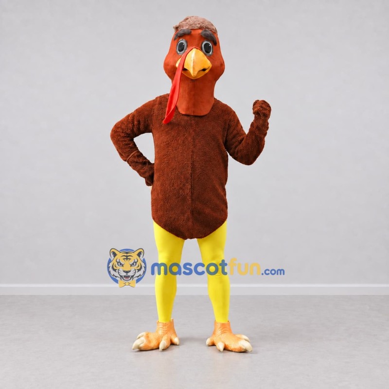 Custom Brown and Red Turkey Character Mascot Costume Adult Full Body Suit for Farm Events Custom Brown and Red Turkey Character Mascot Costume Adult Full Body Suit for Farm Events