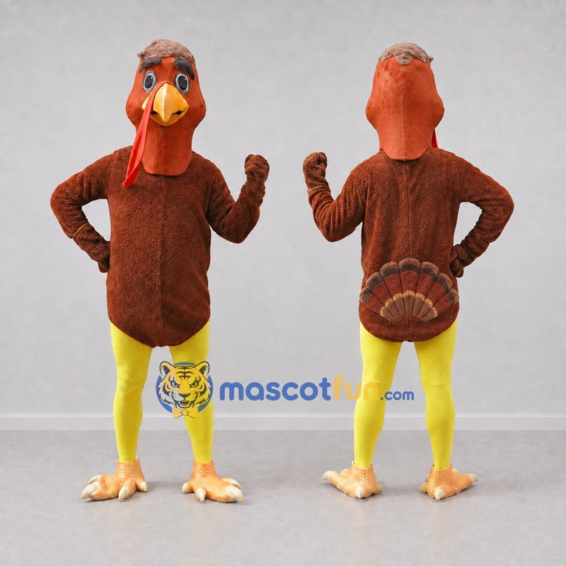 Custom Brown and Red Turkey Character Mascot Costume Adult Full Body Suit for Farm Events Custom Brown and Red Turkey Character Mascot Costume Adult Full Body Suit for Farm Events