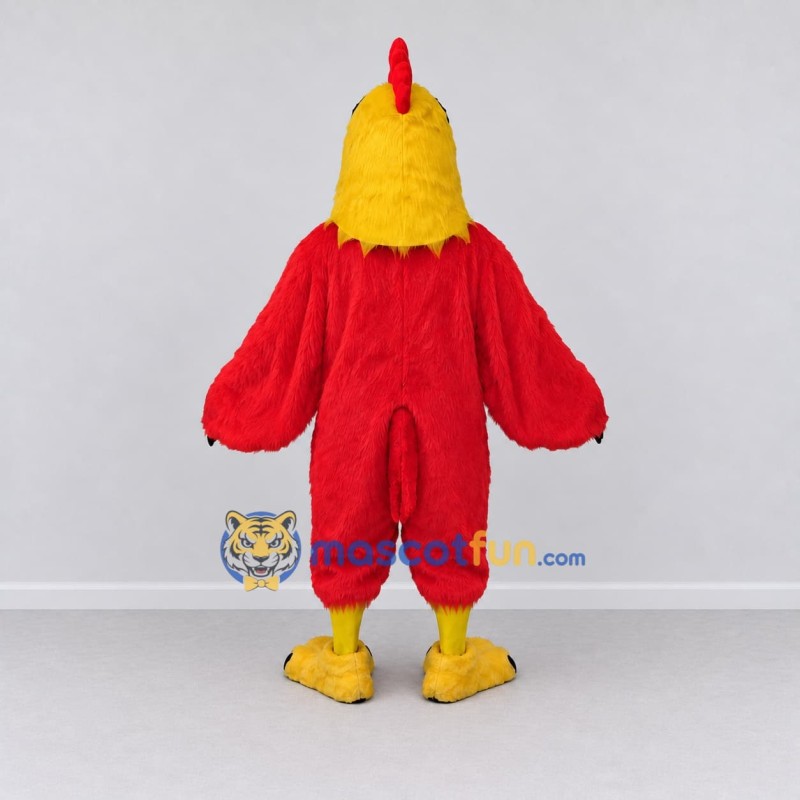 Custom Red and Yellow Rooster Character Mascot Costume Adult Full Body Suit for Farm Events
