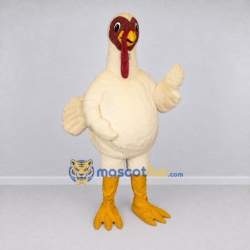 Custom Cream and Brown Turkey Character Mascot Costume Adult Full Body Suit for Farm Events Custom Cream and Brown Turkey Character Mascot Costume Adult Full Body Suit for Farm Events