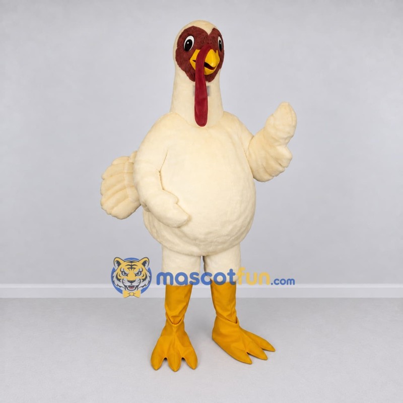 Custom Cream and Brown Turkey Character Mascot Costume Adult Full Body Suit for Farm Events Custom Cream and Brown Turkey Character Mascot Costume Adult Full Body Suit for Farm Events