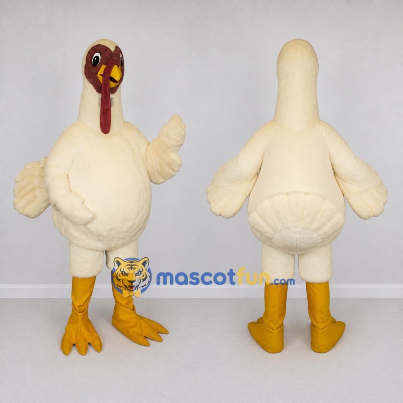 Custom Cream and Brown Turkey Character Mascot Costume Adult Full Body Suit for Farm Events Custom Cream and Brown Turkey Character Mascot Costume Adult Full Body Suit for Farm Events