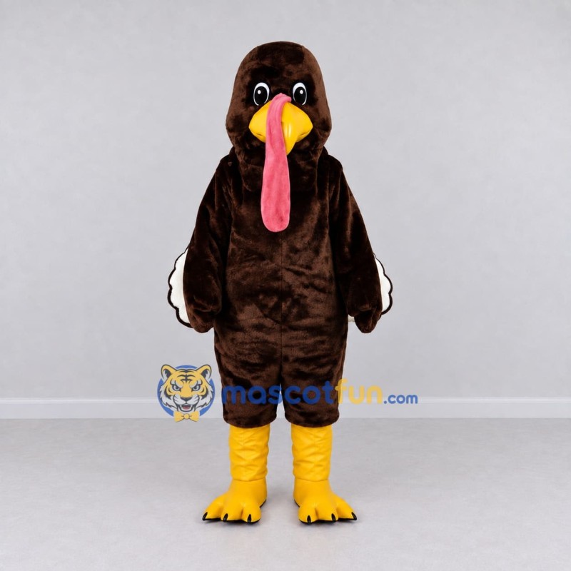 Custom Brown and Pink Turkey Character Mascot Costume Adult Full Body Suit for Farm Events Custom Brown and Pink Turkey Character Mascot Costume Adult Full Body Suit for Farm Events