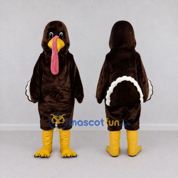 Custom Brown and Pink Turkey Character Mascot Costume Adult Full Body Suit for Farm Events
