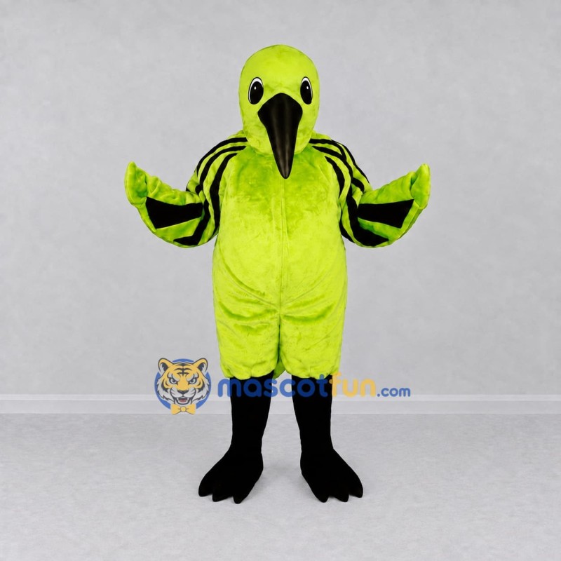 Custom Lime and Black Bird Character Mascot Costume Adult Full Body Suit for Wildlife Events