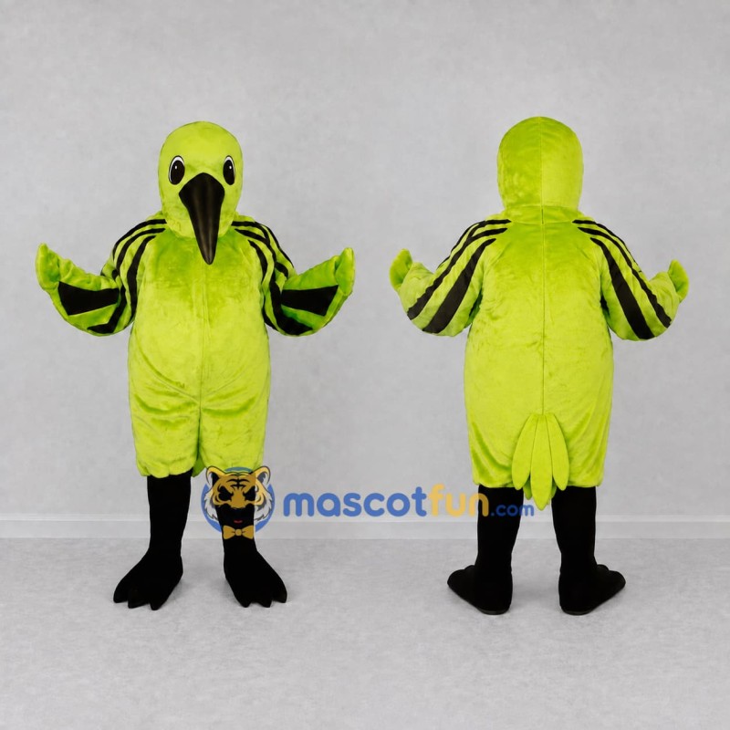 Custom Lime and Black Bird Character Mascot Costume Adult Full Body Suit for Wildlife Events