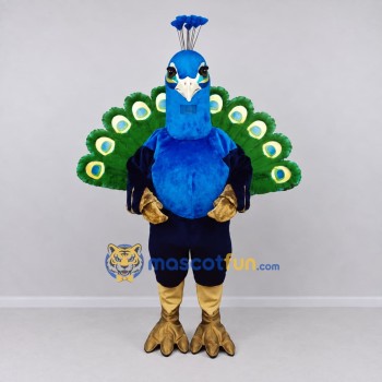 Custom Blue and Green Peacock Character Mascot Costume Adult Full Body Suit for Wildlife Events