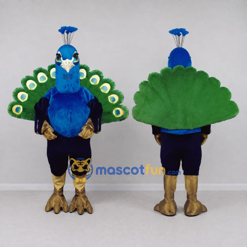 Custom Blue and Green Peacock Character Mascot Costume Adult Full Body Suit for Wildlife Events