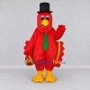 Custom Red and Yellow Turkey Character with a Top Hat Mascot Costume Adult Full Body Suit for Theme Parties