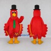 Custom Red and Yellow Turkey Character with a Top Hat Mascot Costume Adult Full Body Suit for Theme Parties