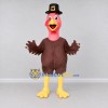 Custom Brown and Pink Turkey Character with a Pilgrim Hat Mascot Costume Adult Full Body Suit for Community Events Custom Brown and Pink Turkey Character with a Pilgrim Hat Mascot Costume Adult Full Body Suit for Community Events