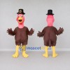 Custom Brown and Pink Turkey Character with a Pilgrim Hat Mascot Costume Adult Full Body Suit for Community Events