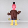 Custom Brown and Pink Turkey Character with a Pilgrim Hat Mascot Costume Adult Full Body Suit for Community Events Custom Brown and Pink Turkey Character with a Pilgrim Hat Mascot Costume Adult Full Body Suit for Community Events