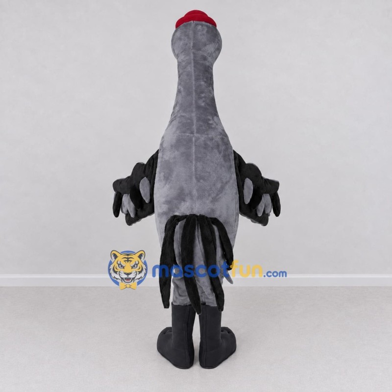 Custom Gray and Black Bird Character with a Red Hat Mascot Costume Adult Full Body Suit for Theme Parties
