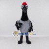 Custom Gray and Black Bird Character with a Red Hat Mascot Costume Adult Full Body Suit for Theme Parties