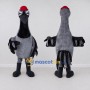 Custom Gray and Black Bird Character with a Red Hat Mascot Costume Adult Full Body Suit for Theme Parties