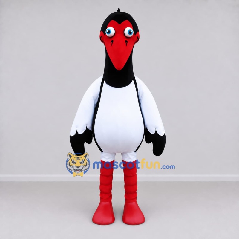 Custom Black and White Stork Character Mascot Costume Adult Full Body Suit for Wildlife Events Custom Black and White Stork Character Mascot Costume Adult Full Body Suit for Wildlife Events