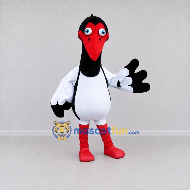 Custom Black and White Stork Character Mascot Costume Adult Full Body Suit for Wildlife Events