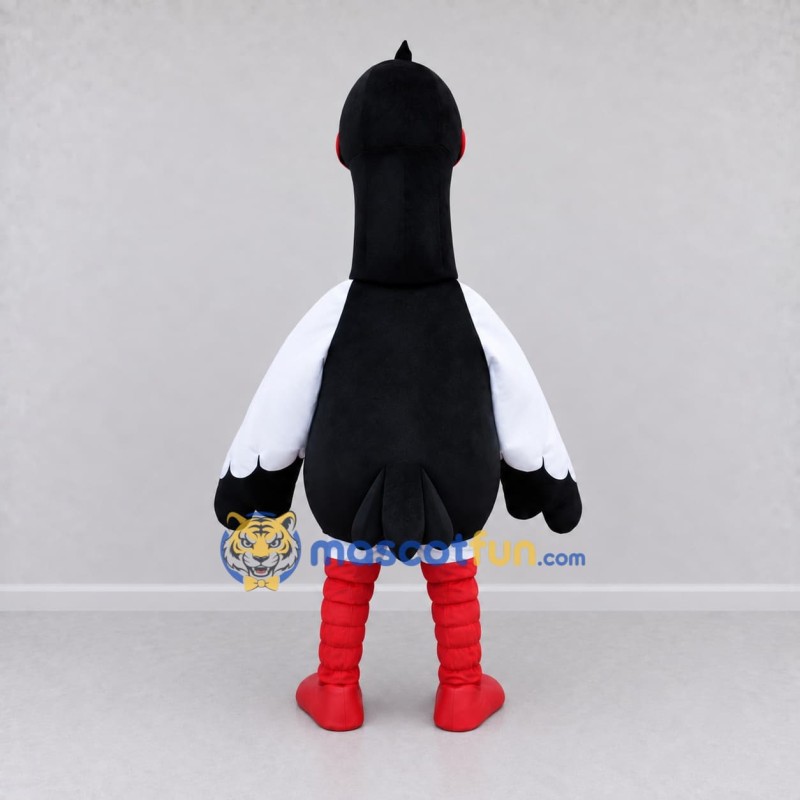 Custom Black and White Stork Character Mascot Costume Adult Full Body Suit for Wildlife Events