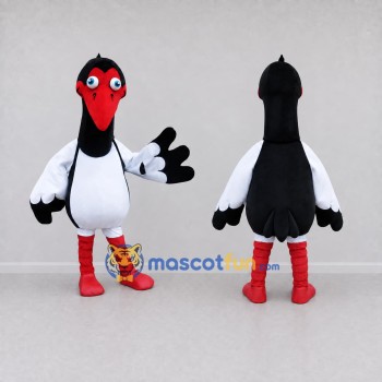 Custom Black and White Stork Character Mascot Costume Adult Full Body Suit for Wildlife Events