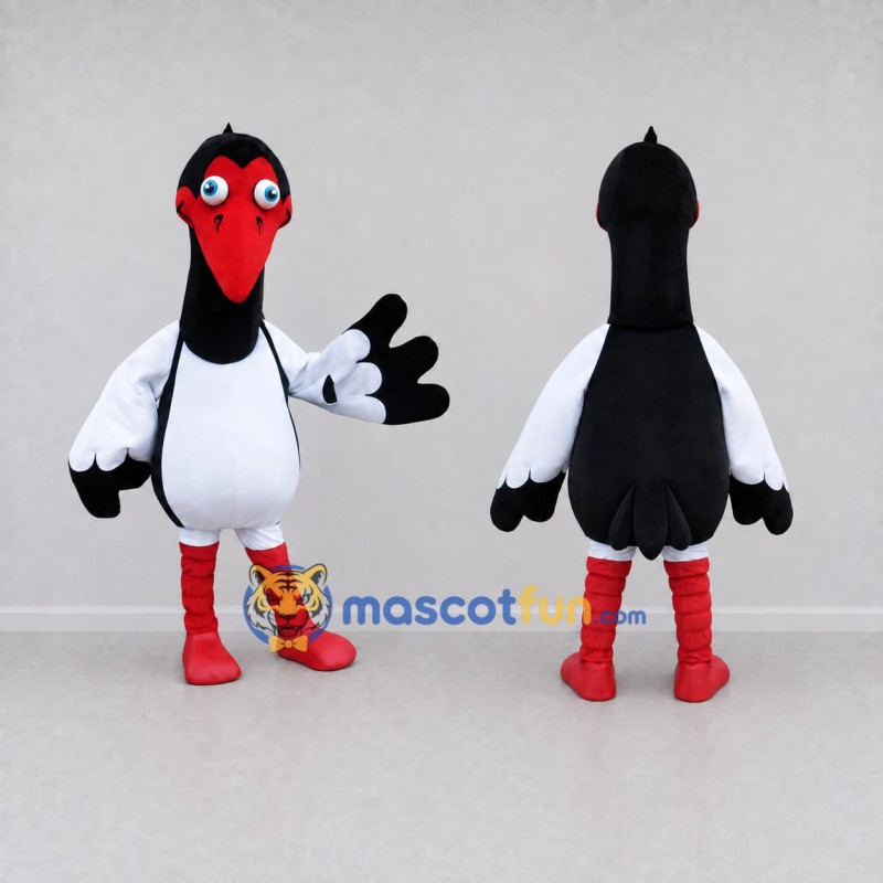Custom Black and White Stork Character Mascot Costume Adult Full Body Suit for Wildlife Events