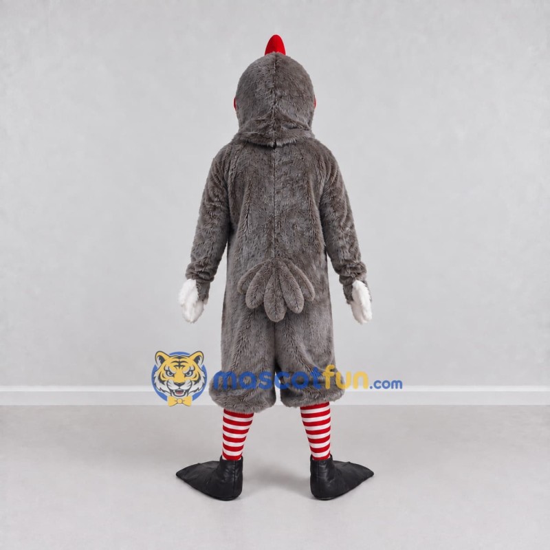 Custom Gray and Red Rooster Character Mascot Costume Adult Full Body Suit for Farm Events Custom Gray and Red Rooster Character Mascot Costume Adult Full Body Suit for Farm Events