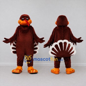 Custom Brown and Orange Turkey Character Mascot Costume Adult Full Body Suit for Farm Events