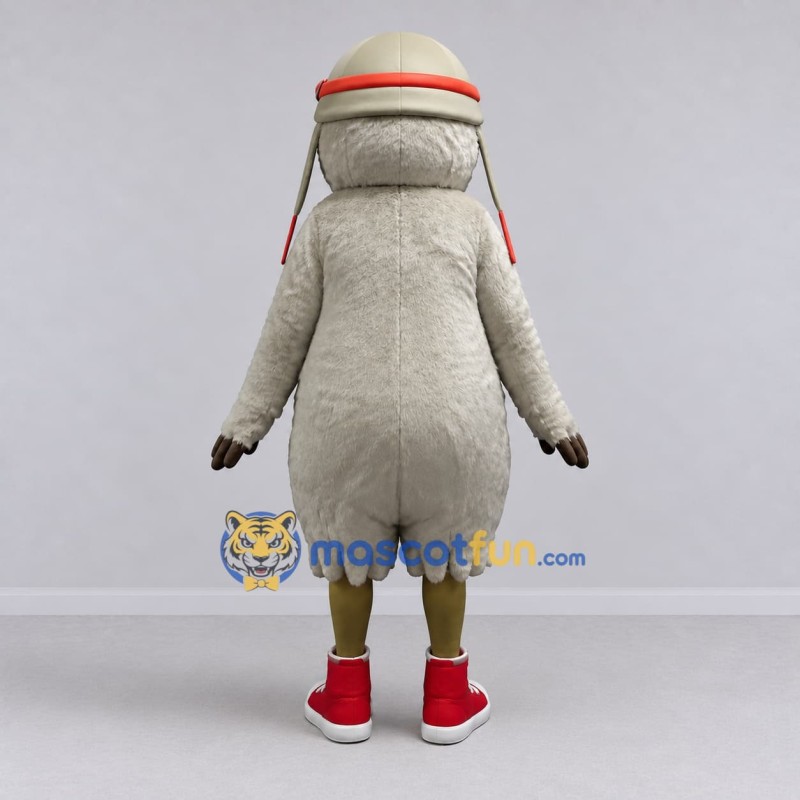 Custom Gray and Cream Aviator Bird Character Mascot Costume Adult Full Body Suit for Theme Parties Custom Gray and Cream Aviator Bird Character Mascot Costume Adult Full Body Suit for Theme Parties
