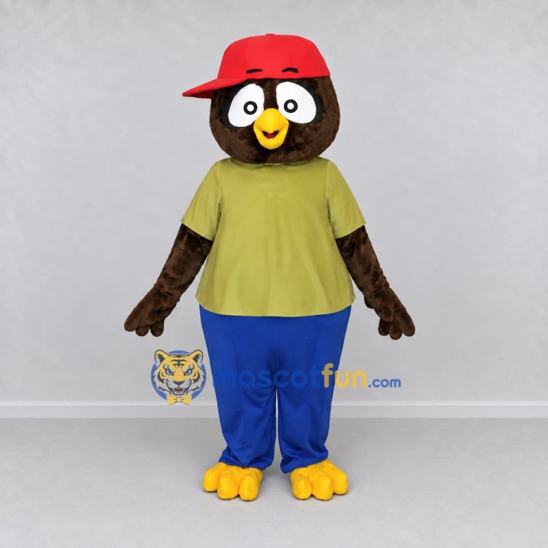 Custom Brown and Blue Bird Character in Casual Clothes Mascot Costume Adult Full Body Suit for School Events Custom Brown and Blue Bird Character in Casual Clothes Mascot Costume Adult Full Body Suit for School Events