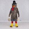 Custom Gray and Red Turkey Character with a Pilgrim Hat Mascot Costume Adult Full Body Suit for Community Events Custom Gray and Red Turkey Character with a Pilgrim Hat Mascot Costume Adult Full Body Suit for Community Events