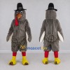 Custom Gray and Red Turkey Character with a Pilgrim Hat Mascot Costume Adult Full Body Suit for Community Events Custom Gray and Red Turkey Character with a Pilgrim Hat Mascot Costume Adult Full Body Suit for Community Events