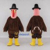 Custom Brown and Pink Turkey Character with a Pilgrim Hat Mascot Costume Adult Full Body Suit for Community Events