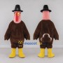 Custom Brown and Pink Turkey Character with a Pilgrim Hat Mascot Costume Adult Full Body Suit for Community Events