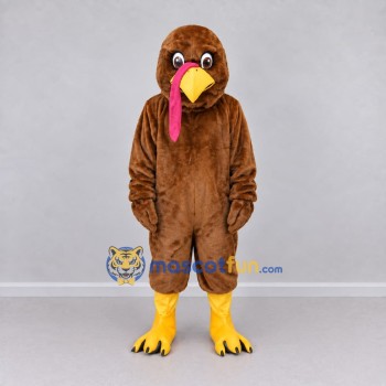 Custom Brown and Pink Turkey Character Mascot Costume Adult Full Body Suit for Farm Events