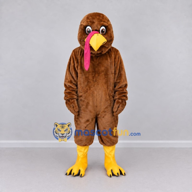 Custom Brown and Pink Turkey Character Mascot Costume Adult Full Body Suit for Farm Events Custom Brown and Pink Turkey Character Mascot Costume Adult Full Body Suit for Farm Events