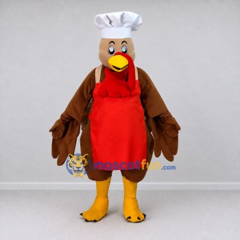 Custom Brown and Red Turkey Chef Character Mascot Costume Adult Full Body Suit for Food Festivals Custom Brown and Red Turkey Chef Character Mascot Costume Adult Full Body Suit for Food Festivals