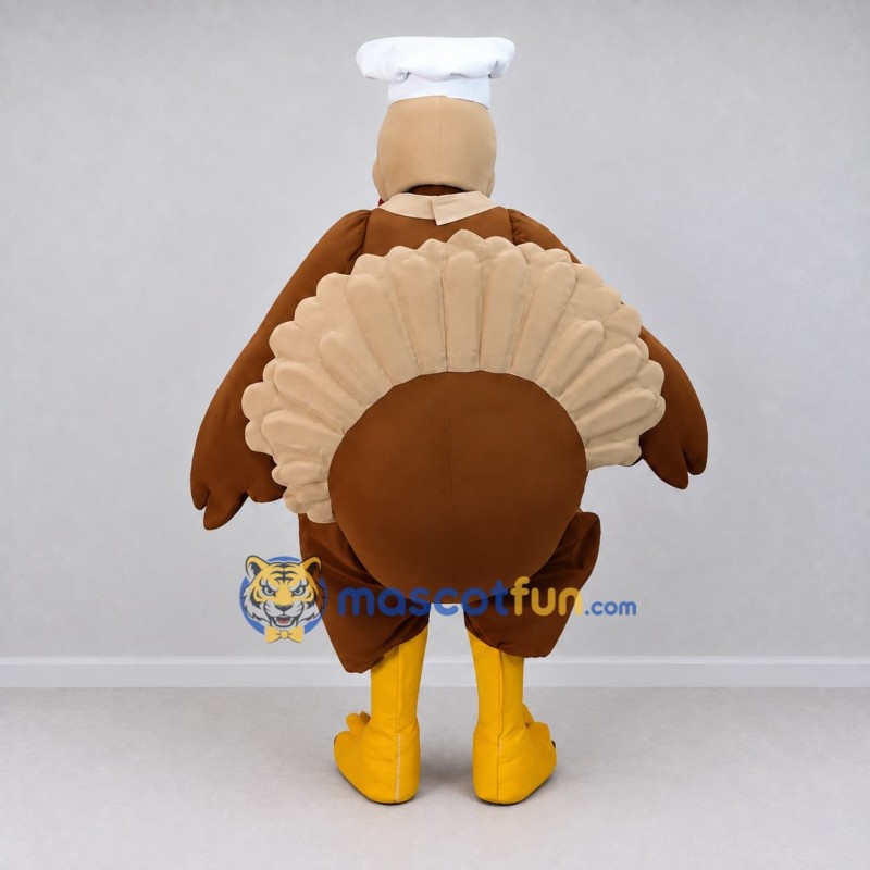 Custom Brown and Red Turkey Chef Character Mascot Costume Adult Full Body Suit for Food Festivals Custom Brown and Red Turkey Chef Character Mascot Costume Adult Full Body Suit for Food Festivals