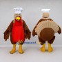 Custom Brown and Red Turkey Chef Character Mascot Costume Adult Full Body Suit for Food Festivals