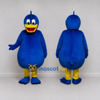 Custom Blue and Yellow Bird Character Mascot Costume Adult Full Body Suit for School Events