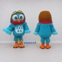 Custom Teal and Orange Owl Character in an Aviator Hat Mascot Costume Adult Full Body Suit for Theme Parties
