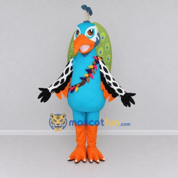 Custom Blue and Green Peacock Character Mascot Costume Adult Full Body Suit for Wildlife Events