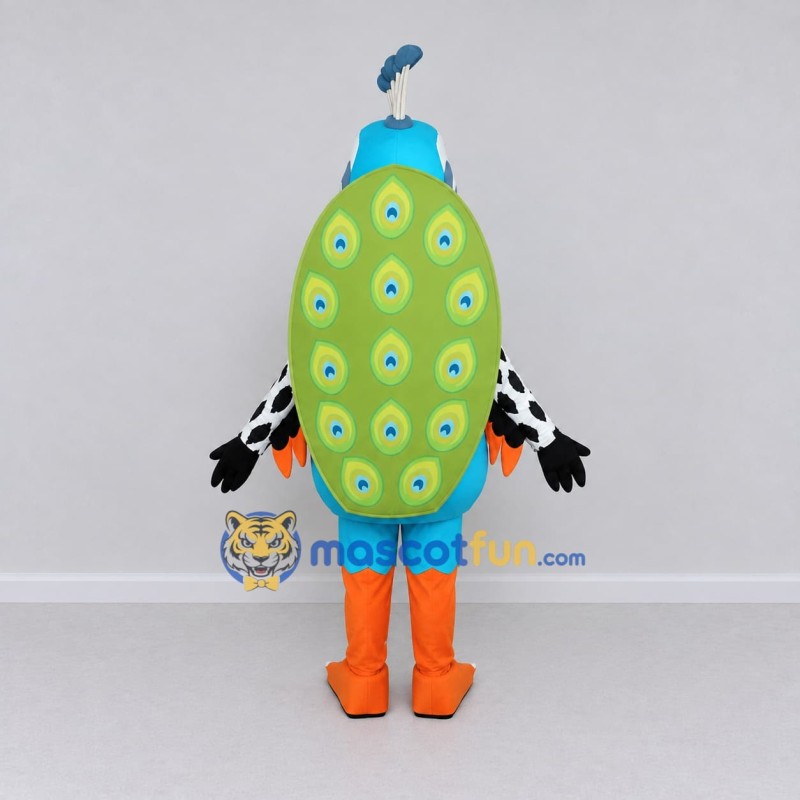 Custom Blue and Green Peacock Character Mascot Costume Adult Full Body Suit for Wildlife Events
