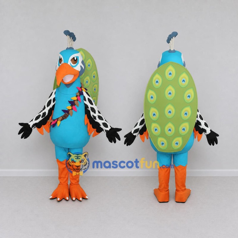 Custom Blue and Green Peacock Character Mascot Costume Adult Full Body Suit for Wildlife Events