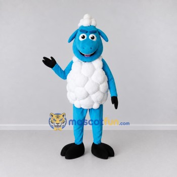 Custom Blue and White Sheep Character Mascot Costume Adult Full Body Suit for Farm Events Custom Blue and White Sheep Character Mascot Costume Adult Full Body Suit for Farm Events