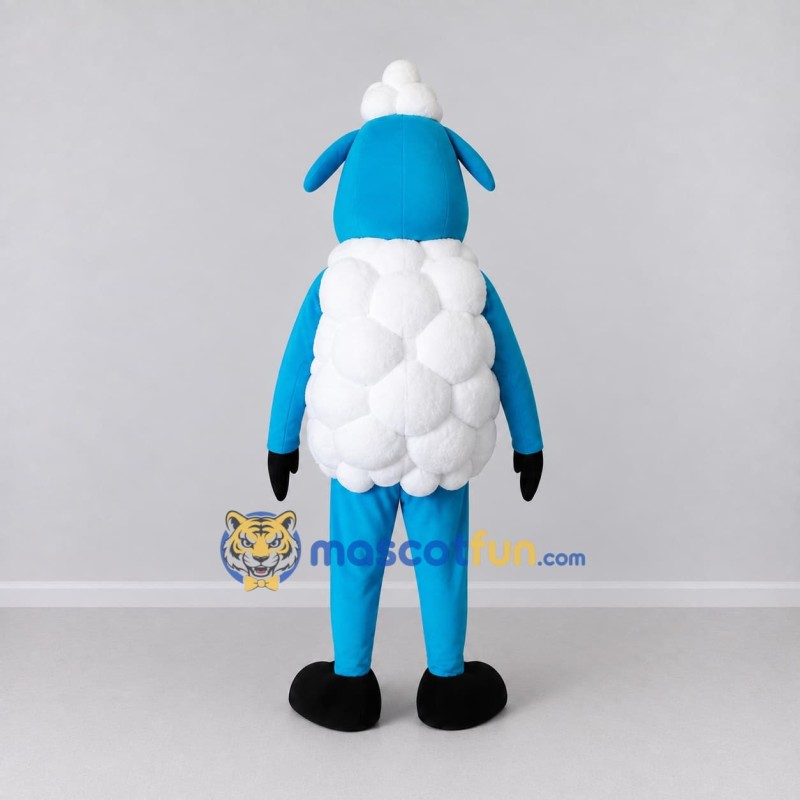 Custom Blue and White Sheep Character Mascot Costume Adult Full Body Suit for Farm Events