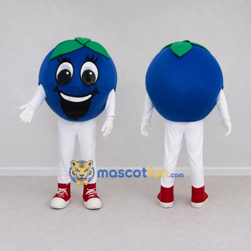 Custom Blue and Green Blueberry Character Mascot Costume Adult Full Body Suit for Food Festivals Custom Blue and Green Blueberry Character Mascot Costume Adult Full Body Suit for Food Festivals