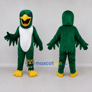 Custom Green and White Bird Character Mascot Costume Adult Full Body Suit for School Events
