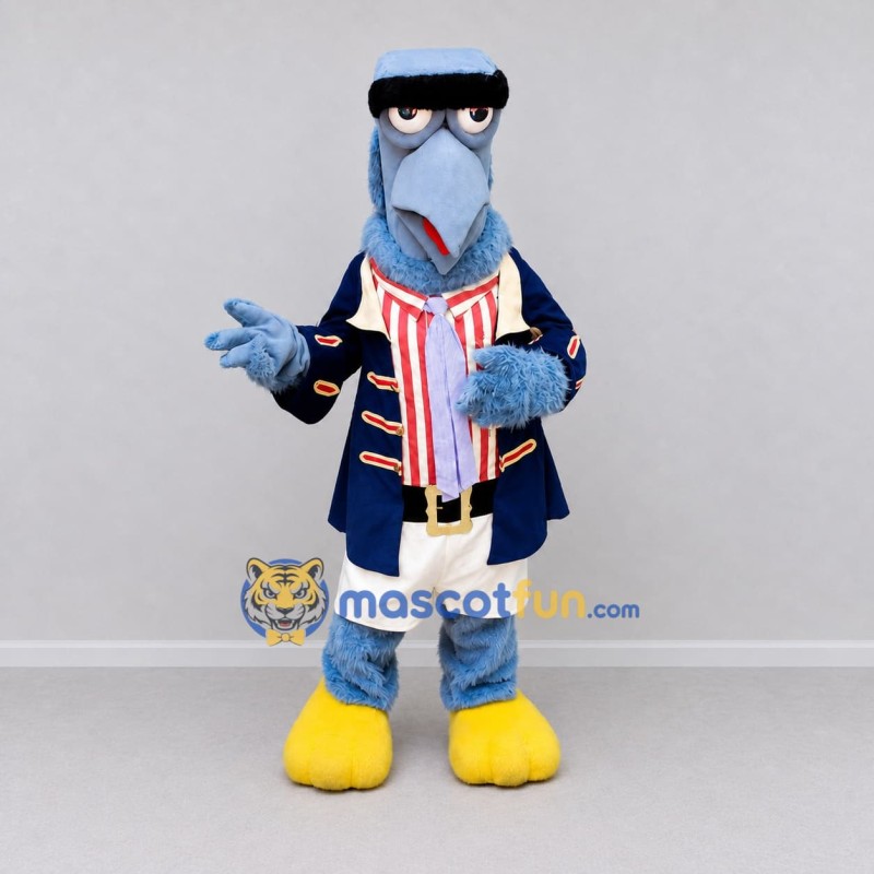 Custom Blue and Navy Long-Nosed Character in a Coat Mascot Costume Adult Full Body Suit for Theme Parties Custom Blue and Navy Long-Nosed Character in a Coat Mascot Costume Adult Full Body Suit for Theme Parties
