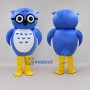Custom Blue and White Owl Character with Glasses Mascot Costume Adult Full Body Suit for School Events