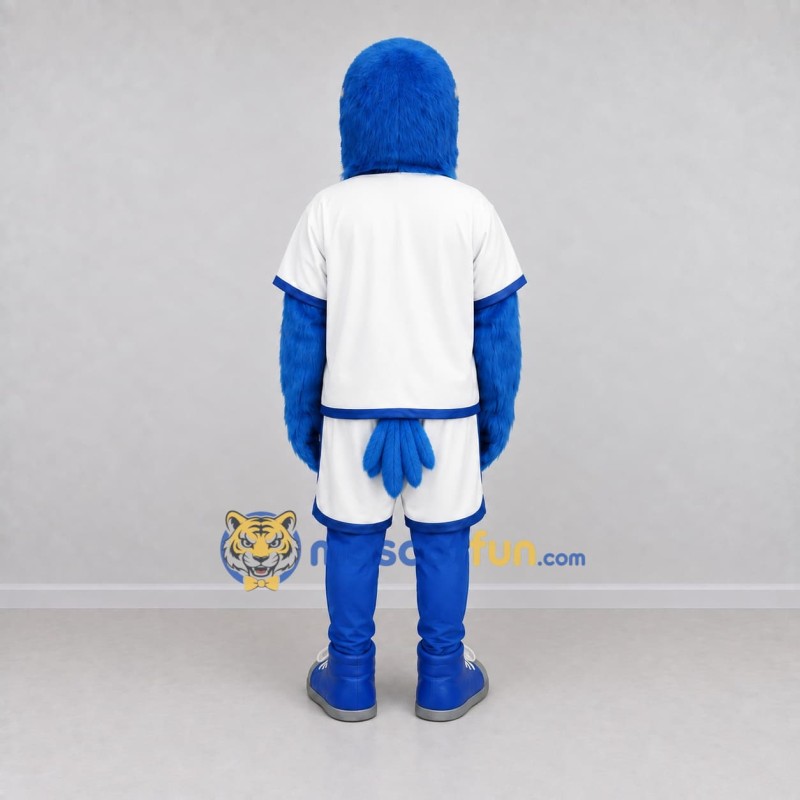 Custom Blue and White Bird Character in Sportswear Mascot Costume Adult Full Body Suit for Sports Events Custom Blue and White Bird Character in Sportswear Mascot Costume Adult Full Body Suit for Sports Events